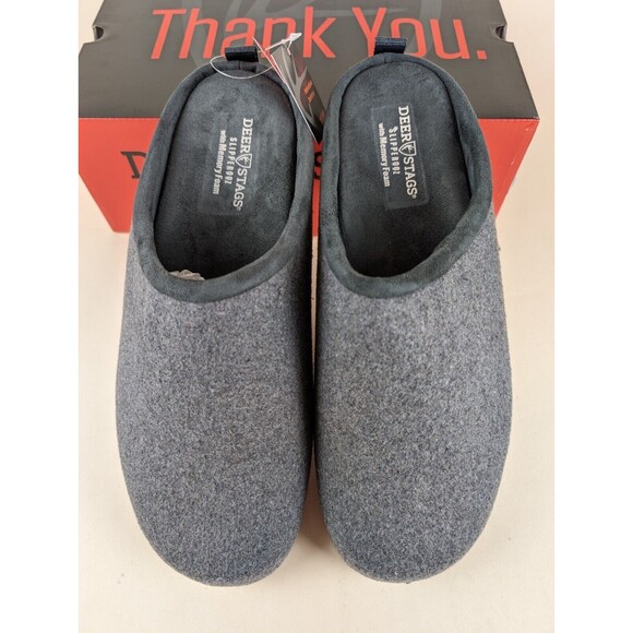 Deer Stags Slipperooz Unbound Mule Slippers Mens 12M Grey Felt Slip On Shoes NWB - Picture 6 of 11